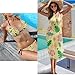 UNICEU Cartoon Hibiscus Flowers Print Bikini with Cover Up Back Cutout Trendy V Cut Bikini Sets for Women Palm Leaf Print Comfortable Fashion Vacation Bathing Suit Coverup Skirt