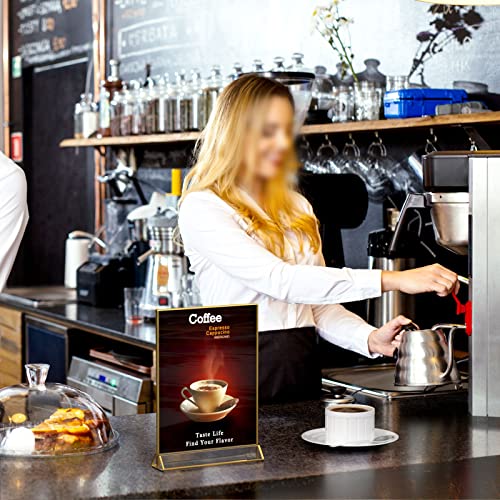 Niubee 6Pack 4 X 6 Clear Acrylic Sign Holder With Gold Borders And Vertical Stand, Double Sided Table Menu Holders Picture Frames For Wedding Table Numbers, Restaurant Signs, Photos And Art Display #TOP6