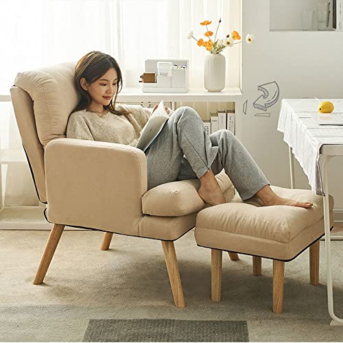 Armchair,Recliner Chair Stool Reclining Footstool Set Sofa Padded Leather Relaxing Manual Duo Metal Frame Office Sofa, Leisure, Comfortable, Reclining Study