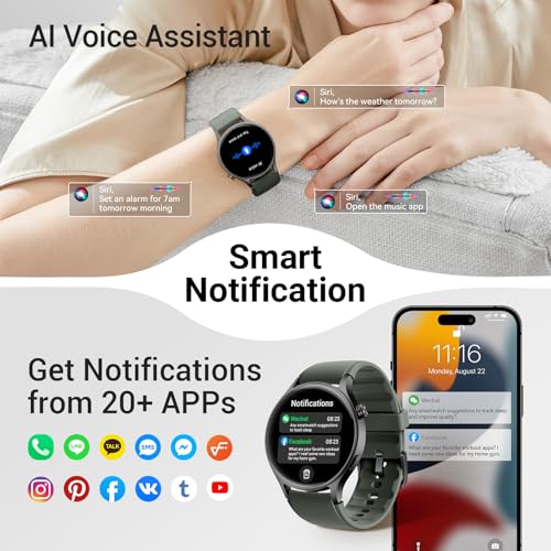Image of Fitpolo Smart Watch for Men Women,1.3 inch AMOLED Touchscreen Fitness Tracker, Make /Answer Calls, Heart Rate SpO2 Monitor, 3ATM Waterproof, Sleep & Activity Tracking Smartwatch for Android Phones iPhone