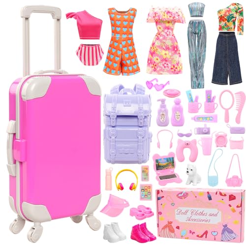 40 PCS Doll Travel Accessories Playset for 11.5 Inch Girl Dolls