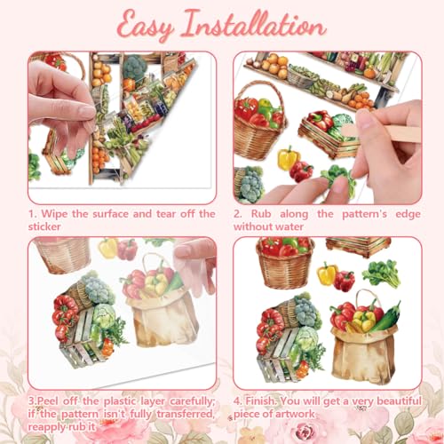 Peacoblue Rub on Transfers for Crafts Kitchen Refrigerator Decor Restaurant 15cm×30cm Vegetable - Image 3