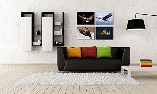 Eagle Canvas Wall Art, 4 Piece Flying Eagles Pictures, Contemporary Animals Canvas Prints For Bedroom (Waterproof, Ready To Hang) #TOP2