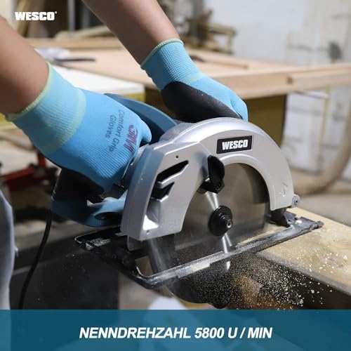 Wesco Handkreissäge 1400W mit 185mm Sägeblättern und 5800rpm