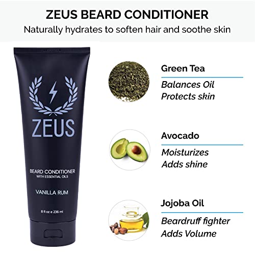 Zeus Everyday Beard Kit With Tin Gift Box – Beard Wash Shampoo & Conditioner, Natural Beard Oil, Beard Balm & Tin Box (Vanilla Rum) #TOP2