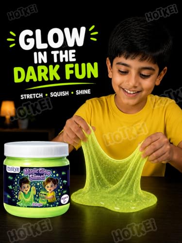 Image of HOTKEI 200gm Glow in the Dark Slime for Kids 3 to 10 Years DIY Toy Slimy Glowing Slime Gel Jelly Putty Art Toys Birthday Gift Box for Boys Girls
