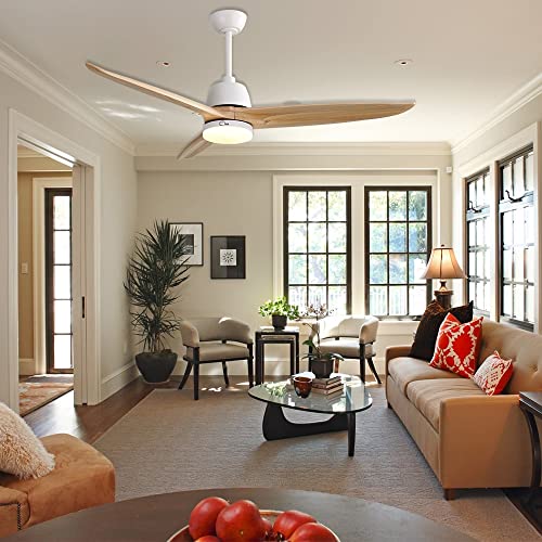 Sofucor 56 Inch Ceiling Fan With Lights Remote Control Dimmable Light Reversible Dc Motor Modern Farmhouse Ceiling Fan For Kitchen Bedroom Basement Dining Living Room Light Wood #TOP6