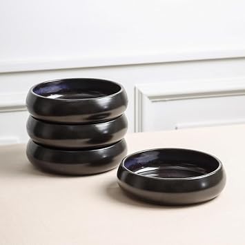 Stone Lain Lagoon 12-Piece Dinnerware Set Stoneware, Plates and Bowls set, Microwave and Dishwasher Safe, Dish Set for 4, Black