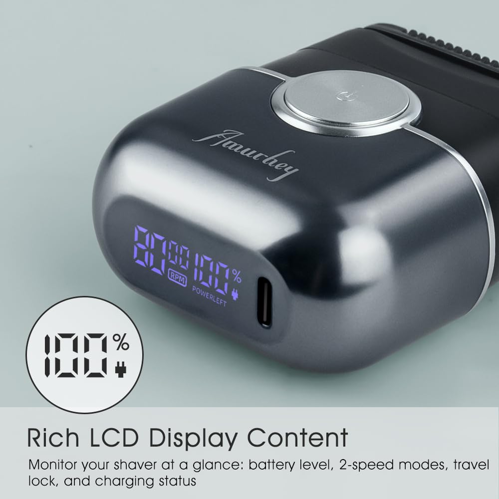Mini Máquina de Afeitar Barba con Funda de viaje [2026 New] Afeitadora eléctrica íntima para hombre Húmedo y Seco, Afeitadoras eléctricas de láminas, 120 min de uso