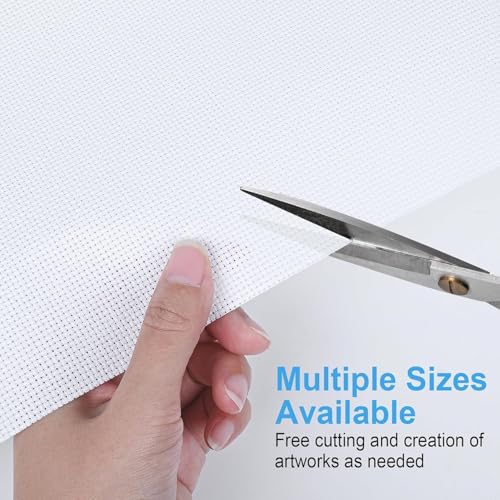 Image of MYFAMIREA Cross Stitch Aida Fabric 16 Count, 28 by 19 Inch Large Size, Classic Reserve Cross Stitch Aida Cloth for Home DIY Embroidery Decoration, White