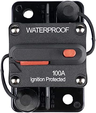 RVCAZON 100 Amp Circuit Breaker Trolling with Manual Reset Car Marine Trolling Motors Boat ATV Manual Power Protect for Audio System Fuse 12V-48VDC Waterproof (100Amp)