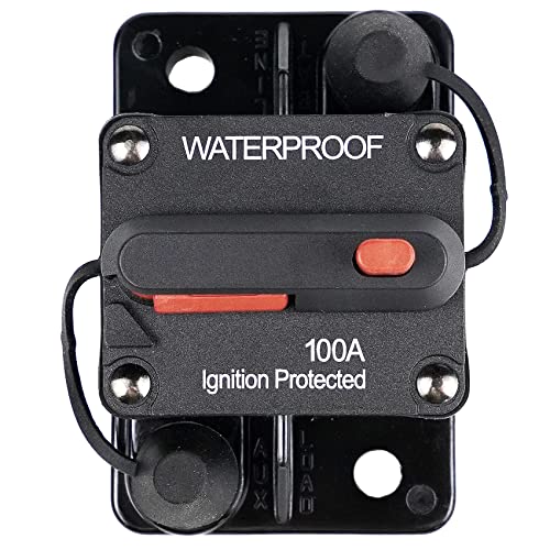 Rvcazon 100 Amp Circuit Breaker Trolling With Manual Reset Car Marine Trolling Motors Boat Atv Manual Power Protect For Audio System Fuse 12V-48Vdc Waterproof (100Amp) #TOP25