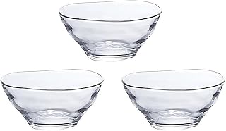 ADERIA P6322 Yura Small Bowl, Set of 3, Made in Japan, Natto Bowl, Japanese Tableware, Glass, Salad Bowl, Medium Bowl, Simmering Bowl, Serving Plate, Cute, Pottery Dish, Small Bowl, Somen Bowl, Plate,