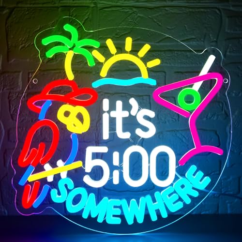 Its 5 00 Oclock Some Where Neon Sign for Wall Decor Tiki Bar Neon Light