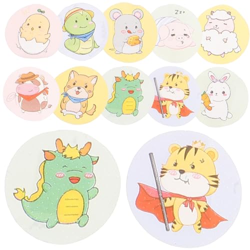 UKCOCO 120 piezas Unidades Apósitos Adhesivos Infantiles Redondos con Diseño de Dibujos Animados Banda Elástica y Transpirable para Protección Rápida de Heridas Pequeñas Uso Doméstico y