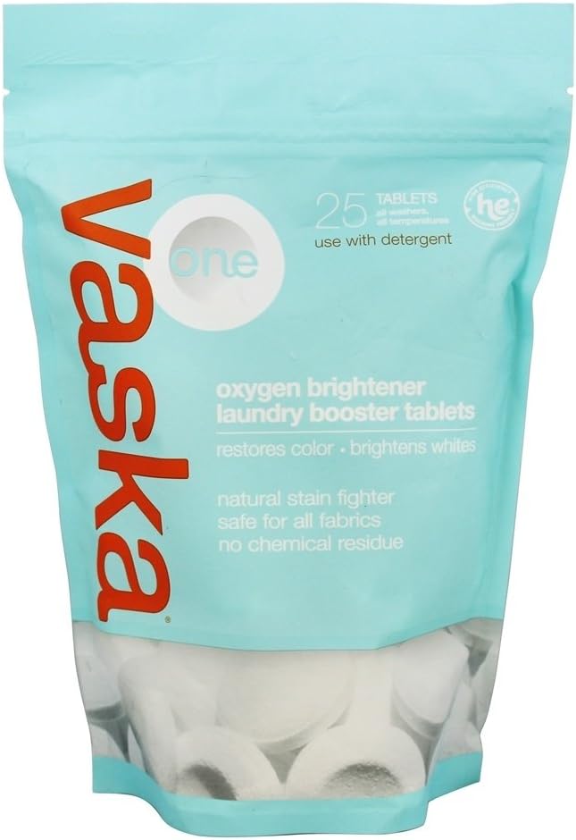 Vaska, One, Oxygen Brightener, Laundry Booster, 25 Tablets