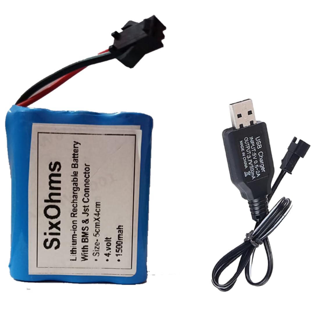 4V 1500mAh Rechargeable Li-ion Battery Pack (Size 5×4cm) with SM-2P USB Charger Cable | Battery for RC Cars, Remote Control Toys, Robot Kits, DIY Electronics Projects & Educational STEM Kits-image-21
