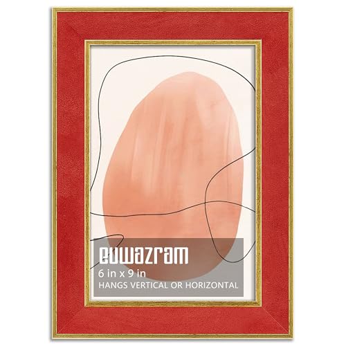 euwazram 6x9 Picture Frame for Photos and Art, Suede Red, 1 Pack