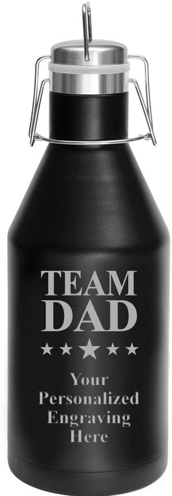 Custom Team Dad Growler, 64 oz Custom Team Dad Stainless Steel Growler, Engraving Included Prime