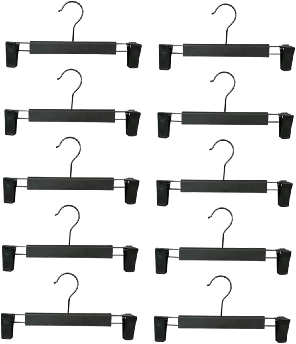 Alipis 10Pcs Adjustable Pants Hangers with Non Slip Clips and Hooks Clothes Storage for Closet Organization Space Saving Design for Pants Skirts and More