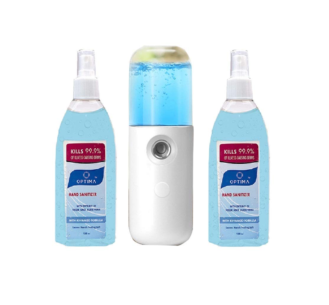 Demokrazy Nano Mist Spray Sanitizer, Best mini pocked Sized Sanitizer Machine (Free 2 x 100 ml Optima Sanitizer)