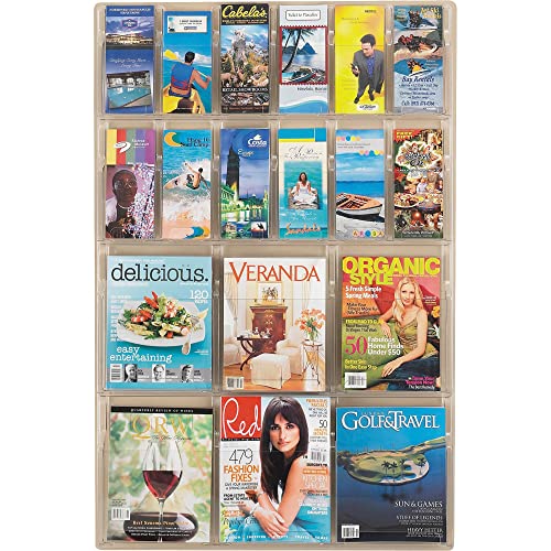 Safco Products Clear Literature Rack, Combination, 6 Magazine Pockets, 12 Pamphlet Pockets,45"X30"X2",5600Cl #TOP4