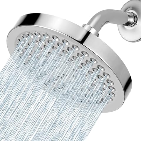Voolan High Pressure Rain Shower Head - Luxury Modern Look - The Perfect Adjustable Replacement For Your Bathroom Showerhead - Comfortable Shower Experience Even at Low Water Flow (6“ Chrome) Cover