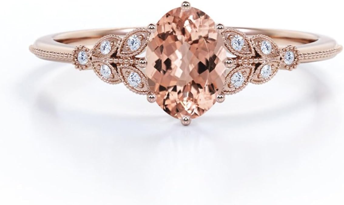 Wildari 925 Sterling Silver Peach Pink Engagement