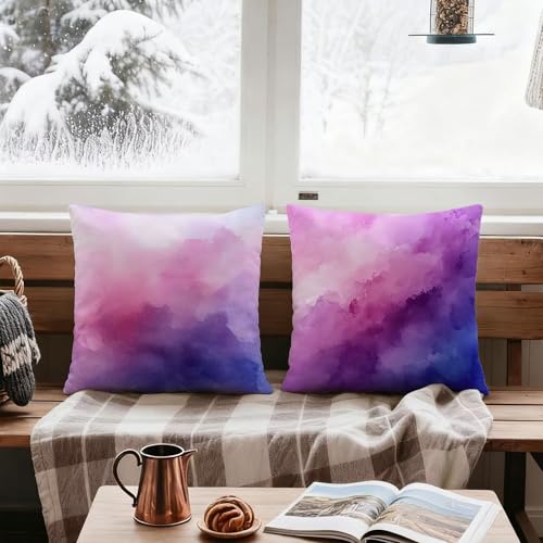 Housse coussin 45x45 violet lot de 4 protège oreiller doux - 5