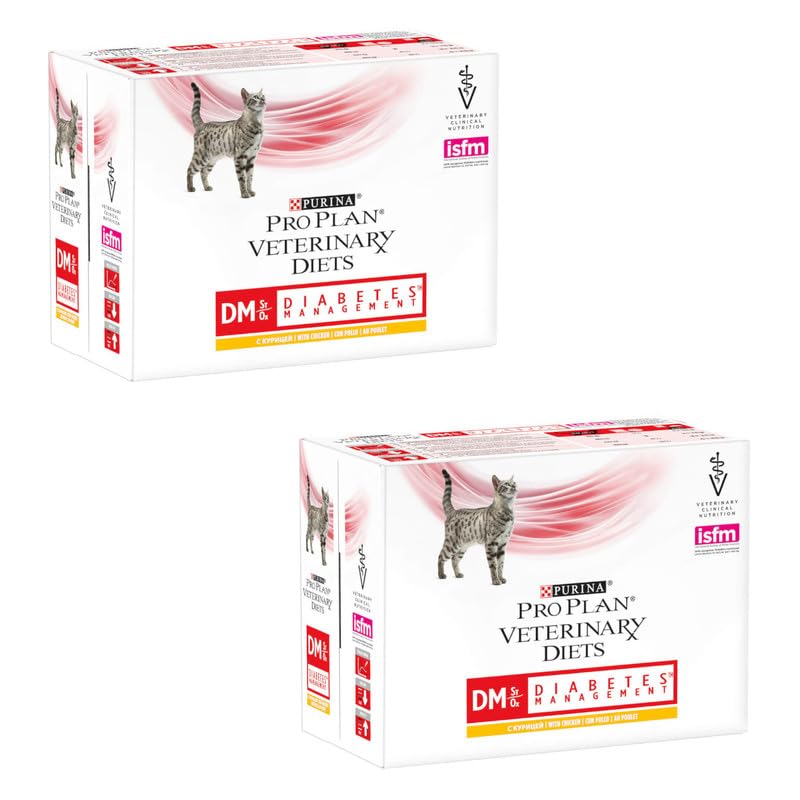 Pro Plan Veterinary Diets Gestion du Diabète au Poulet pour Chat | Pack Double | 2 x 10 x 85 g |...