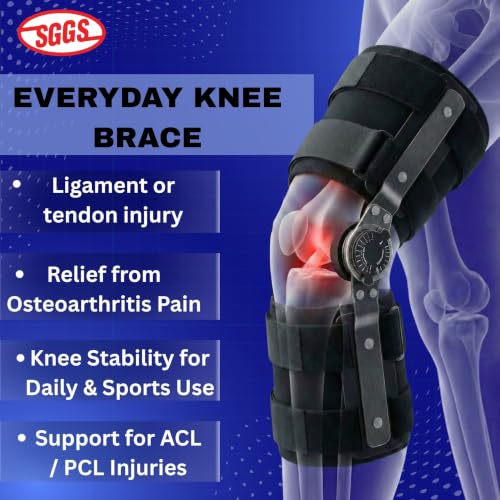 Image of Knee Brace for Rom Knee Pain Relief, Compression Sleeve with Patella Gel Pad & Side Stabilizers, Universal Size, Black - Ideal for Sports, Injury Recovery & Joint Support