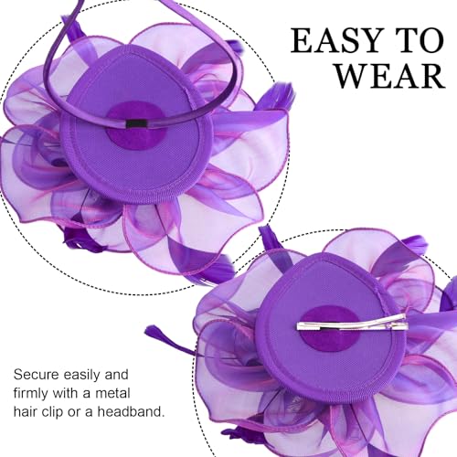 Image of DRESHOW Fascinators Hat Tea Party Headwear Ribbons Feathers on a Headband and a Clip for Women