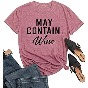 May-Contain-Wine-T-Shirt-Alcohol-Shirts-Womens-Letter-Print-Tops-Funny-Drinking-Shirt-Casual-Short-Sleeve-Graphic-Tees-Top May Contain Wine T Shirt Alcohol Shirts Womens Letter Print Tops Funny Drinking Shirt Casual Short Sleeve Graphic Tees Top (Pink, S)