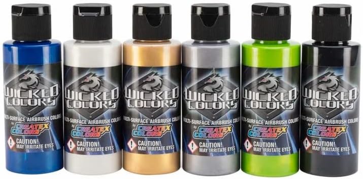 Wicked ColorsCreatex Pearl Set Airbrush Paint Water Based 6 * 2oz W105