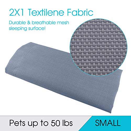 Phyex Heavy Duty Steel-Framed Portable Elevated Pet Bed, Elevated Cooling Pet Cot, 33" L X 19" W X 7.5" H(S, Grey) #TOP4