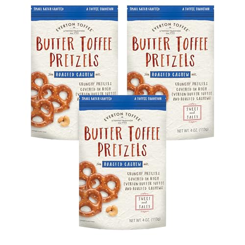 Everton Toffee Roasted Cashew Butter Toffee Pretzels, 4 oz, 3-Pack