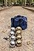 BuyBocceBalls Listing - 73mm Metal Bocce/Petanque Set with 4 Gold and 4 Silver Balls and Heavy Duty Blue Nylon Bag - Single