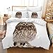 3-częściowy komplet pościeli z motywem sowy 3D, dla dzieci, zestaw pościeli z motywem ptaków, sowa w 100% z mikrofibry z zamkiem błyskawicznym i 2 poszewki na poduszkę, 50 x 75 cm (135 x 200 cm, szer.)