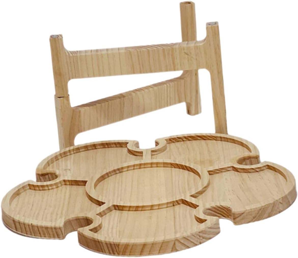 Milisten Portable Foldable Wooden Picnic Table Outdoor Small Wine Holder Tray 35cm Diameter Beach Camping Patio Foldable Table