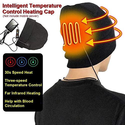 Yajun Chapéu de malha aquecido masculino feminino chapéu de esqui elétrico de inverno 3 níveis confi