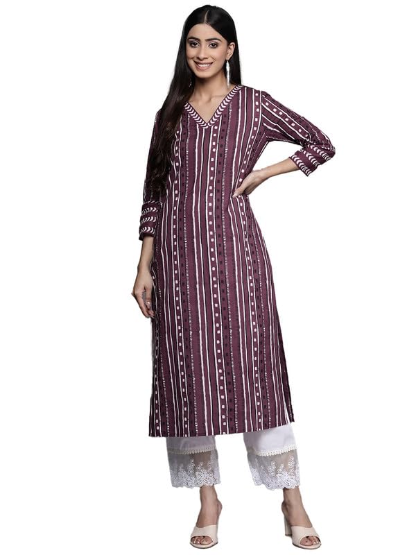 Varanga Women's Cotton Kurta (Vkur1106_Purple