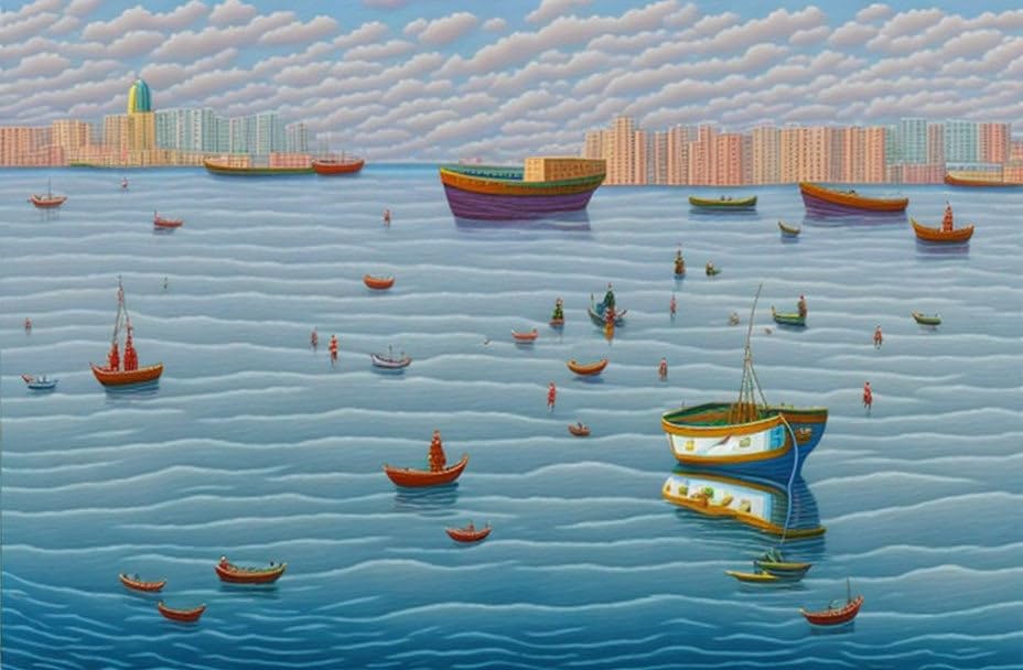 Toile murale petits bateaux port Meechi pour habiller un mur vide