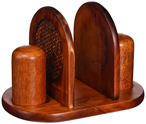 Mountain Woods Rattan Napkin Holder w/Salt & Pepper Set