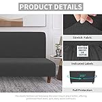 Easy-Going 100% Waterproof Armless Sofa Cover for Futon Couch, Stretch Jacquard Leakproof Furniture Protector for Kids, Pets, Dog and Cat (Dark Gray) - Image 4