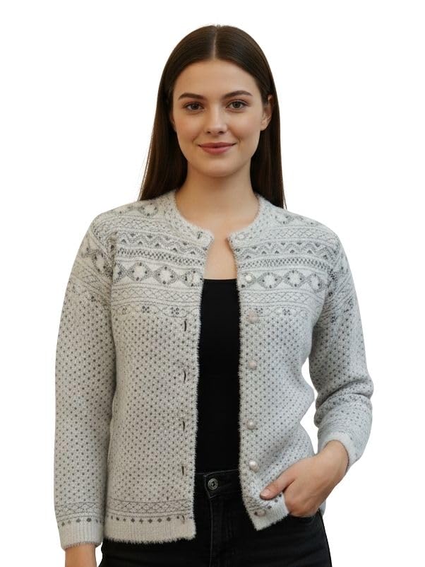 Women Viscose Fabric Self Design Cardigan Sweater | Round Neck | Full Sleeve | Button Closure with Winter Wear-image-26