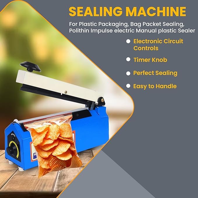 Image of Sealing Machine for Food Packets 10 Inch-250 MM | 1 Year Warranty | Packet Sealer Machine, Pouch Packing Machine, Poly Bag Sealing Machine, Full Customer Support By Hi-Tech Impulse