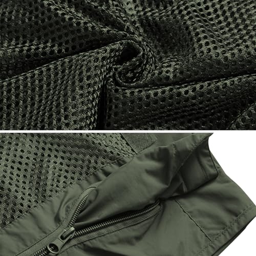 Wirltte Mens Vests Cargo Outdoor Work Safari Hunting Fishing Travel Photo Mesh Waistcoat Vest Gilet Multi Pockets Army Green M - Image 6