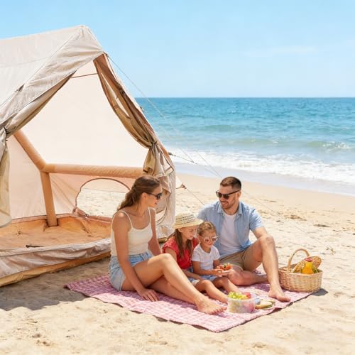 Carpa inflable para camping 4-6 personas beige miniatura 7