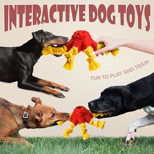 Legend Sandy RUBBER OCTOPUS RED Large Dog Chew Toys For Aggressive Chewers Large Breeds, Tough Rubber Dog Toy To Keep Them Busy, Treat Dispensing Puzzle Toys, Interactive Tug Of War Rope Toy thumb #5