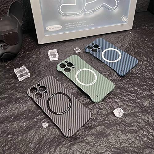 Cwfa Duke New 2022 Wireless Charging Slim Hard Case Shockproof Magnetic Carbon Fiber For Iphone 13 Promax (Blue) #TOP2